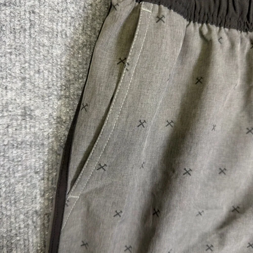 Dixxon Men's Board Shorts XL Gray Crossed Hammers Print Hybrid Unlinded